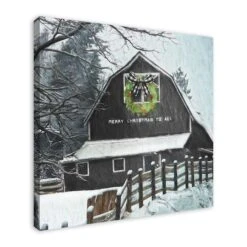 Black Barn With Wreath 36x36 Canvas Wall Art -Northlight Sale Store D518107S 2