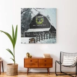 Black Barn With Wreath 36x36 Canvas Wall Art -Northlight Sale Store D518107S 4