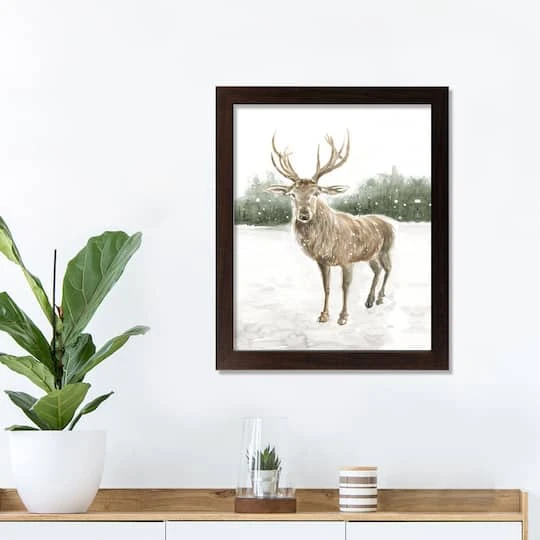 Winter Deer Walnut Framed Print Under Plexiglass 4 Winter Deer Walnut Framed Print Under Plexiglass - Image 4