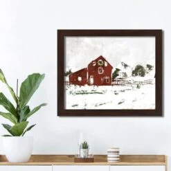 Christmas Snow On The Farm Walnut Framed Print Under Plexiglass -Northlight Sale Store D518109S 3