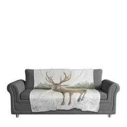 Winter Deer 50x60 Coral Fleece Blanket -Northlight Sale Store D518116S 3