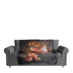 Painted Santa On Piano 50x60 Coral Fleece Blanket -Northlight Sale Store D518121S 3