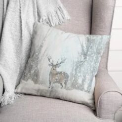 Deer In Winter 18x18 Throw Pillow -Northlight Sale Store D518126S 2