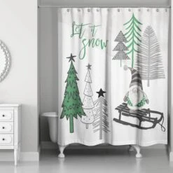 Let It Snow Tree Gnome Shower Curtain 5 Let It Snow Tree Gnome Shower Curtain -Northlight Sale Store D518165S 2