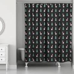 Holiday Llama Pattern Shower Curtain -Northlight Sale Store D518166S 2