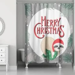 Merry Christmas Sleepy Sloth Shower Curtain -Northlight Sale Store D518167S 2