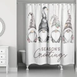 Seasons Greetings Gnomes Shower Curtain -Northlight Sale Store D518169S 2