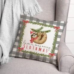 Merry Slothmas 18x18 Throw Pillow -Northlight Sale Store D518173S 2
