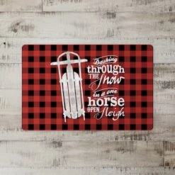 Open Sleigh Buffalo Print 27x18 Floor Mat -Northlight Sale Store D518210S 2