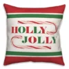 Holly Jolly Candy Cane 18x18 Throw Pillow