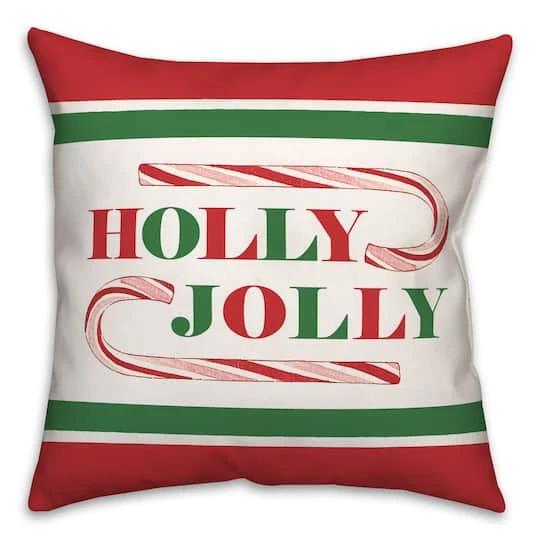 Holly Jolly Candy Cane 18x18 Throw Pillow 1 Holly Jolly Candy Cane 18x18 Throw Pillow