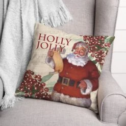 Holly Jolly Santa 18x18 Throw Pillow -Northlight Sale Store D518215S 2