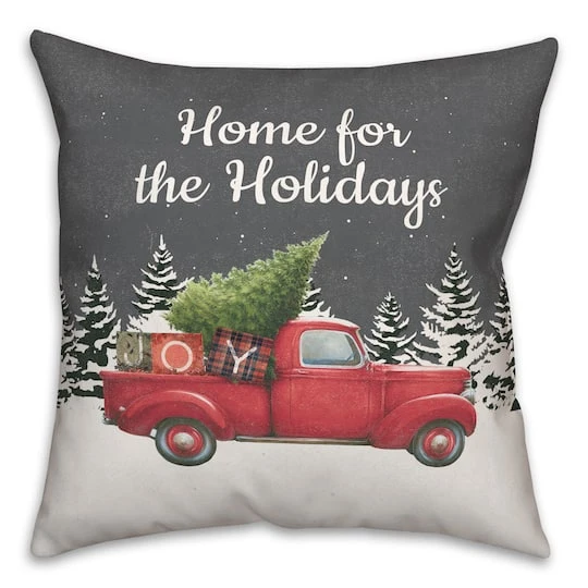 Home Holidays Truck 18x18 Throw Pillow 2 Home Holidays Truck 18x18 Throw Pillow - Image 2