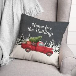Home Holidays Truck 18x18 Throw Pillow 5 Home Holidays Truck 18x18 Throw Pillow -Northlight Sale Store D518218S 2