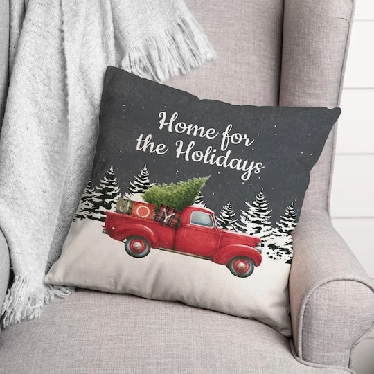 Home Holidays Truck 18x18 Throw Pillow 3 Home Holidays Truck 18x18 Throw Pillow - Image 3