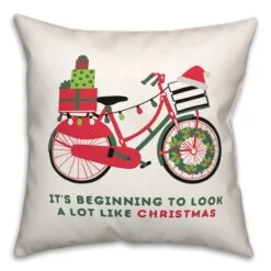 Christmas Bike Throw Pillow -Northlight Sale Store D518219S 1 1