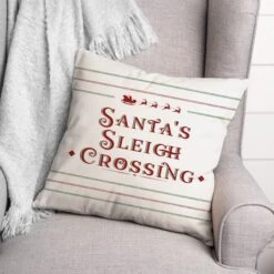 Santas Sleigh Crossing 18x18 Throw Pillow