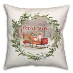 Let It Snow Sled Wreath 18x18 Throw Pillow 5 Let It Snow Sled Wreath 18x18 Throw Pillow -Northlight Sale Store D518227S 2