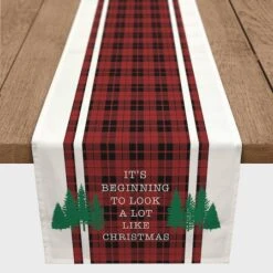 72" Look Like Christmas Plaid Table Runner