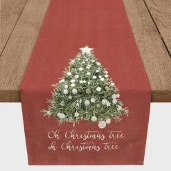72" Oh Christmas Tree On Red Table Runner