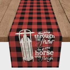 One Horse Open Sleigh Poly Twill Table Runner -Northlight Sale Store D518254S 2