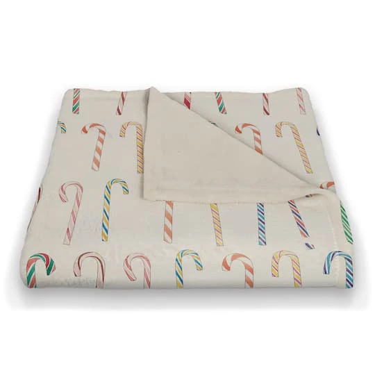 Candy Cane Pattern 50x60 Coral Fleece Blanket 3 Candy Cane Pattern 50x60 Coral Fleece Blanket - Image 3