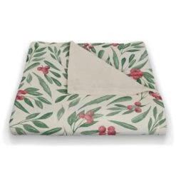 Holly Berries 50x60 Coral Fleece Blanket -Northlight Sale Store D518275S 2