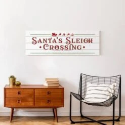 Santas Sleigh Crossing Wood 36x12 Canvas Wall Art -Northlight Sale Store D518282S 5