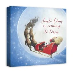 Santa Sleigh Painting Moon 16x16 Canvas Wall Art -Northlight Sale Store D518301S 2