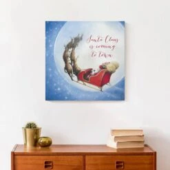 Santa Sleigh Painting Moon 16x16 Canvas Wall Art -Northlight Sale Store D518301S 5