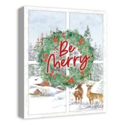 Be Merry Winter Window 16x20 Canvas Wall Art -Northlight Sale Store D518309S 2