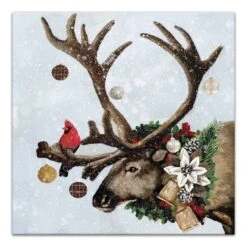 Festive Reindeer 24x24 Canvas Wall Art
