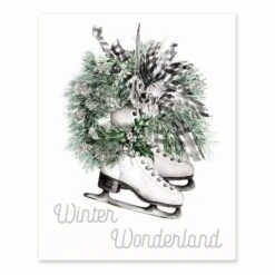 Skates Wreath Winter Wonderland 8x10 Tabletop Canvas