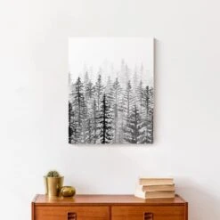 Black White Watercolor Trees 16x20 Canvas Wall Art -Northlight Sale Store D518326S 4