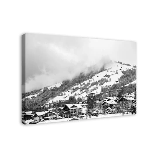 Grayscale Mountain Homes 36x24 Canvas Wall Art 3 Grayscale Mountain Homes 36x24 Canvas Wall Art - Image 3