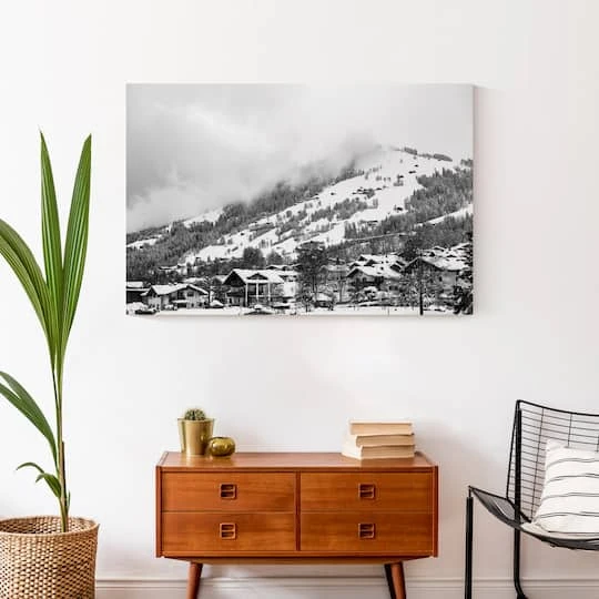 Grayscale Mountain Homes 36x24 Canvas Wall Art 5 Grayscale Mountain Homes 36x24 Canvas Wall Art - Image 5