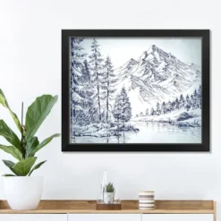 20" Mountain Forest Drawing Framed Wall Art 7 20" Mountain Forest Drawing Framed Wall Art -Northlight Sale Store D518345S 3