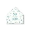 Snowy Town Pattern Teal Cozy Cabin 17x17 House Shaped Canvas