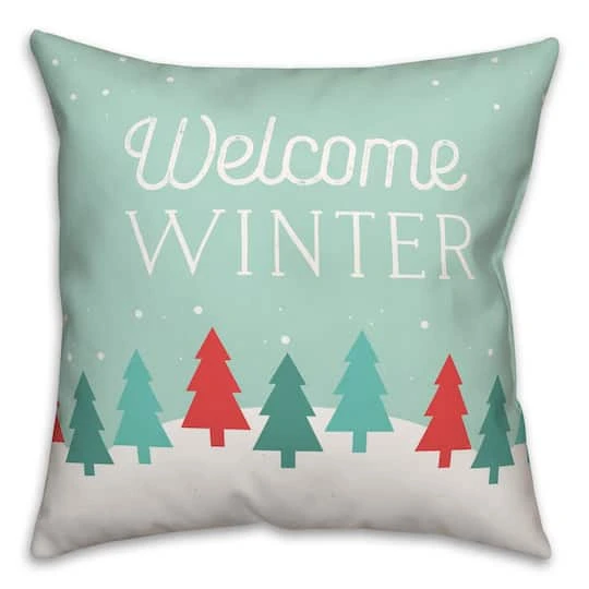 Welcome Winter Retro Forest 18x18 Throw Pillow 2 Welcome Winter Retro Forest 18x18 Throw Pillow - Image 2
