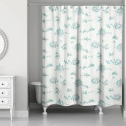 Snowy Town Teal Shower Curtain -Northlight Sale Store D518382S 2