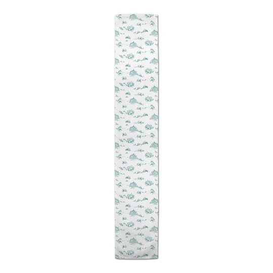 Snowy Town Teal 16x72 Poly Twill Table Runner 4 Snowy Town Teal 16x72 Poly Twill Table Runner - Image 4