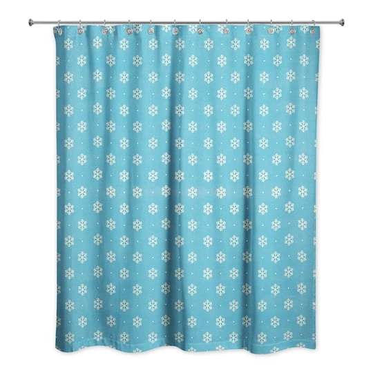 Simple Snowflake Shower Curtain 1 Simple Snowflake Shower Curtain