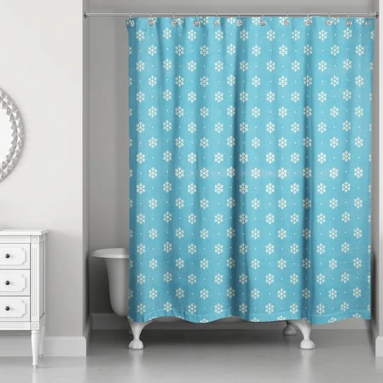 Simple Snowflake Shower Curtain 3 Simple Snowflake Shower Curtain - Image 3