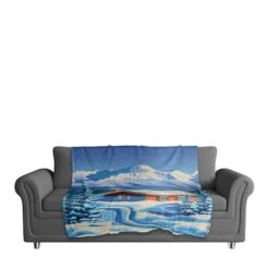 Arctic Nighttime Cabin 50x60 Coral Fleece Blanket 7 Arctic Nighttime Cabin 50x60 Coral Fleece Blanket -Northlight Sale Store D518393S 3