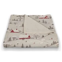 Snowy Village 50x60 Coral Fleece Blanket -Northlight Sale Store D518394S 2
