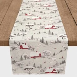 Snowy Village 16x72 Poly Twill Table Runner -Northlight Sale Store D518398S 2