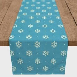 Simple Snowflake Blue 16x72 Poly Twill Table Runner 6 Simple Snowflake Blue 16x72 Poly Twill Table Runner -Northlight Sale Store D518400S 2