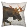 Moose In Snow 18x18 Throw Pillow