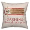 Dashing Snow Sled 18x18 Throw Pillow