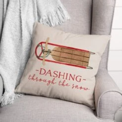 Dashing Snow Sled 18x18 Throw Pillow -Northlight Sale Store D518419S 2